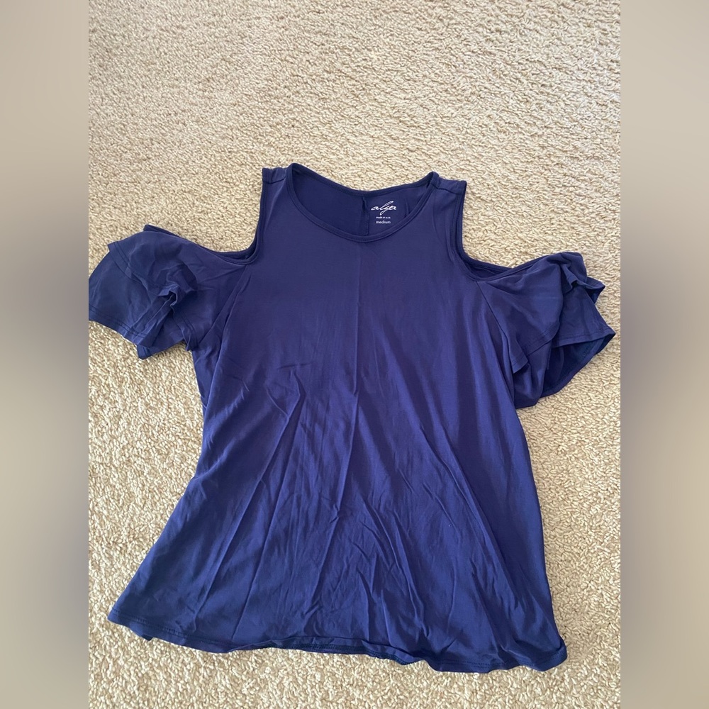 Alya Royal Blue Cold Shoulder Blouse